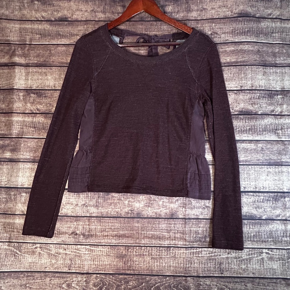 Lululemon Sattva Bordeaux Long Sleeve Pullover Back Tie Ruffle Detail Womens 4